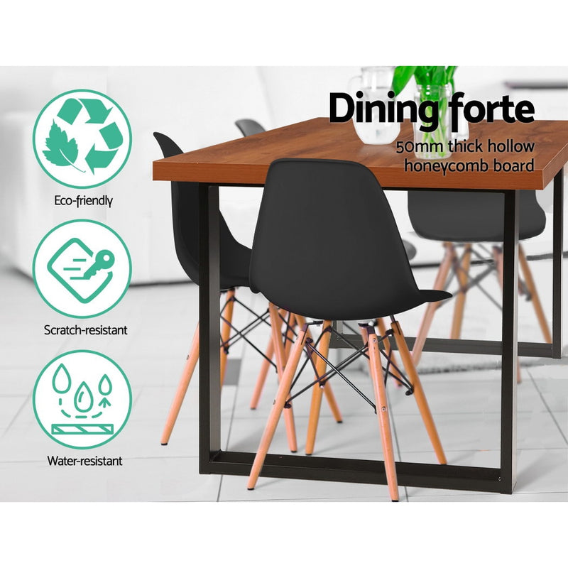 Artiss Dining Table 6 Seater Wooden Kitchen Tables Cafe Oak Black