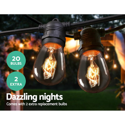 20m LED Festoon String Lights Outdoor Christmas Wedding Waterproof Garden Decor