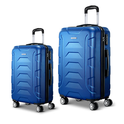 Wanderlite 2Set 20-28 Inch Luggage with TSA Lock Spinner Carry On Hard Shell Travel Suitcase Luggage Case Blue