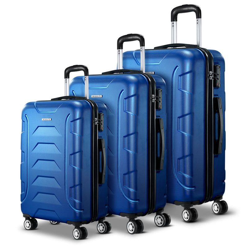 Wanderlite 3Set 20-24-28 Inch Luggage with TSA Lock Spinner Carry On Hard Shell Travel Suitcase Luggage Case Blue