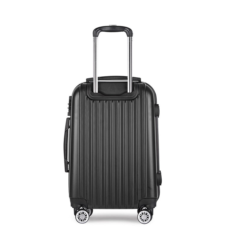 Wanderlite 24 Inch Luggage with TSA Lock Spinner Travel Suitcase Carry On Hard Shell Luggage Case Black