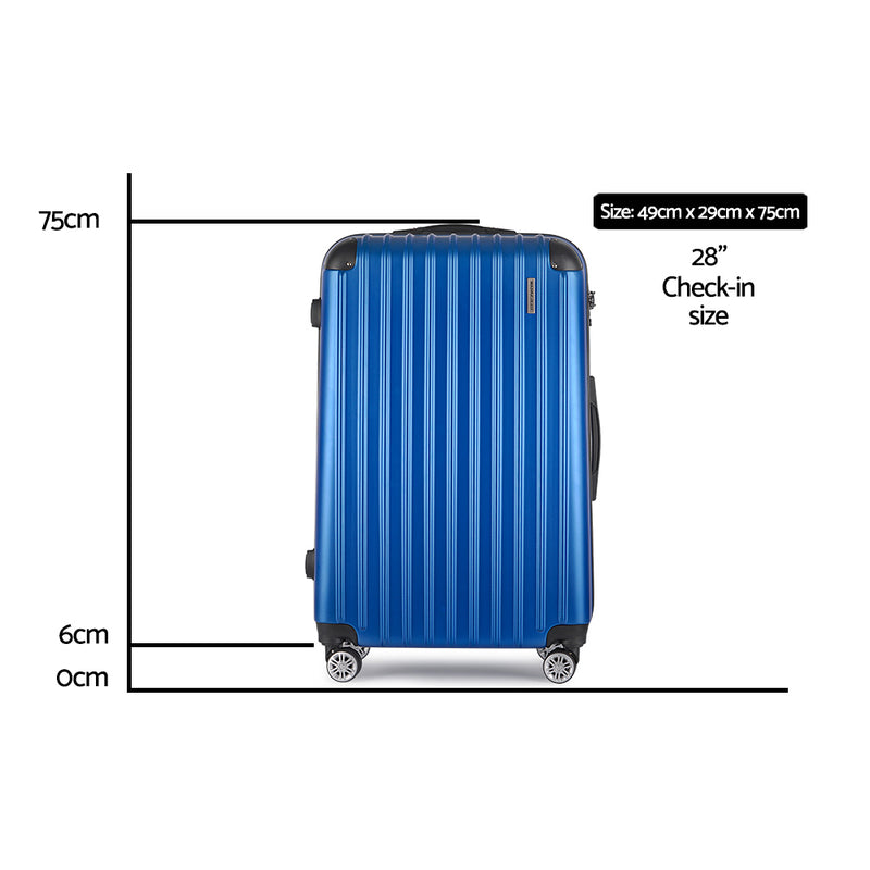 Wanderlite 28 Inch Luggage with TSA Lock Spinner Carry On Hard Shell Travel Suitcase Luggage Case Blue