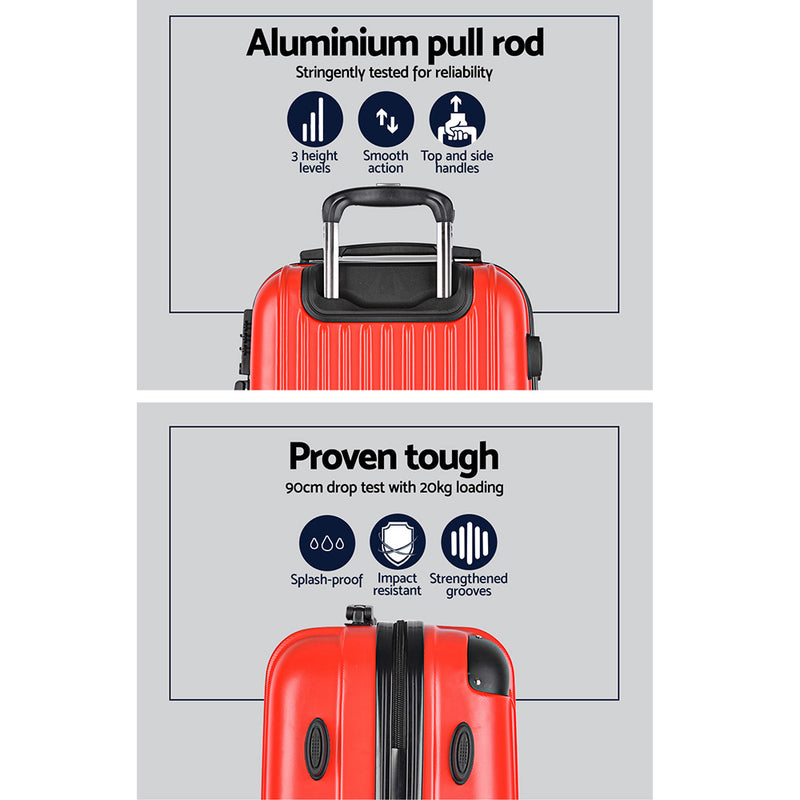 Wanderlite 20-28 Inch Luggage 2Set with TSA Lock Spinner Carry On Hard Shell Travel Suitcase Luggage Case Red