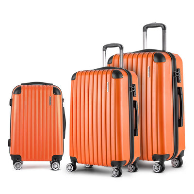 Wanderlite 3pc Luggage Sets Trolley Travel Suitcases TSA Hard Case Orange