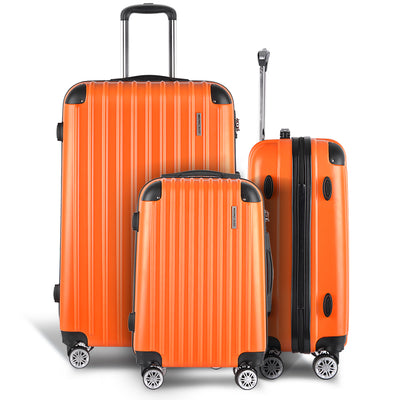 Wanderlite 20-24-28 Inch Luggage 3Set with TSA Lock Spinner Carry On Hard Shell Travel Suitcase Luggage Case Orange