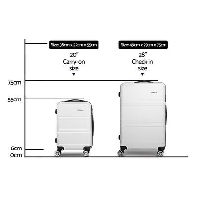 Wanderlite 20" 28" Luggage with TSA Lock Spinner Travel Suitcase Carry On Hard Shell Luggage Case White