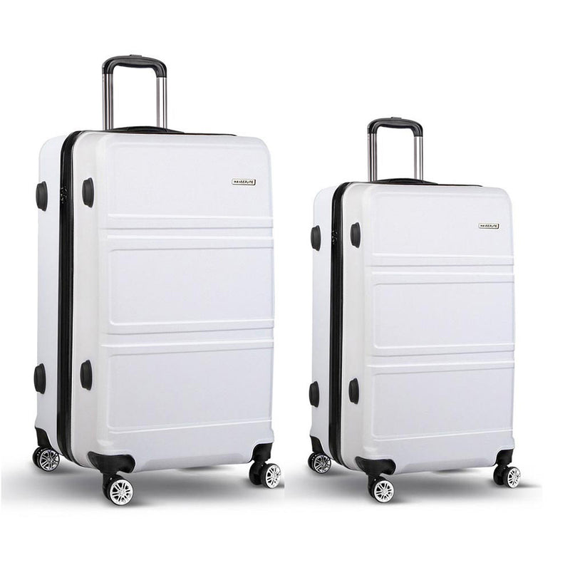 Wanderlite 20" 28" Luggage with TSA Lock Spinner Travel Suitcase Carry On Hard Shell Luggage Case White