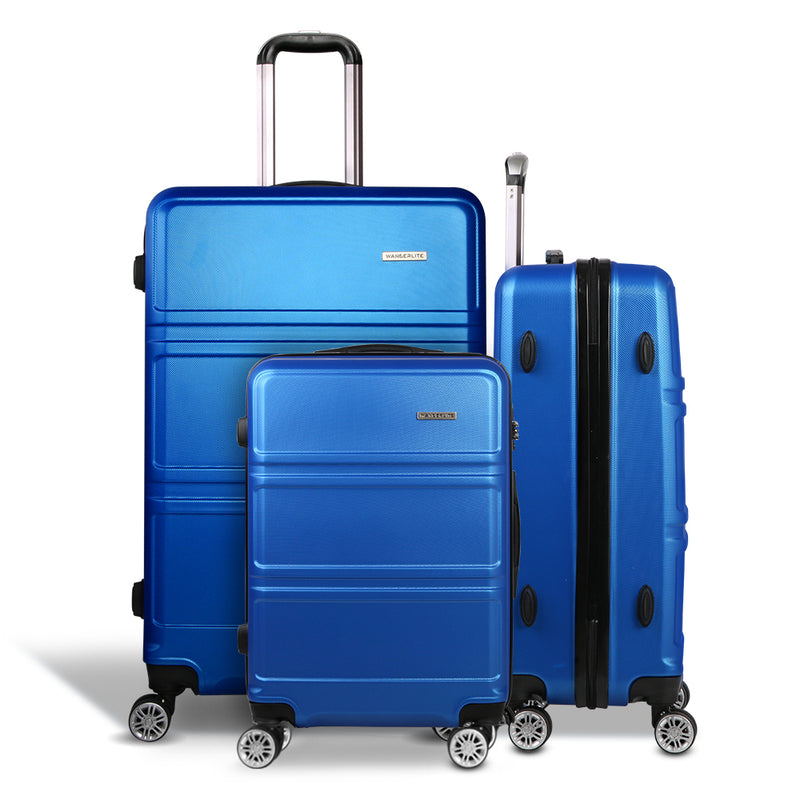 Wanderlite 20" 24" 28" Luggage with TSA Lock Spinner Travel Suitcase Carry On Hard Shell Luggage Case Blue