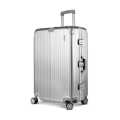 Wanderlite 28 Inch Luggage with TSA Lock Stainless�Steel�Wrapped�Corners Hard Shell Travel Suitcase Luggage Case Silver