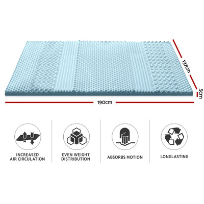 Giselle Bedding Memory Foam Mattress Topper 7-Zone 5cm Double