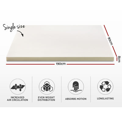 Giselle Bedding Memory Foam Mattress Topper 8cm Single