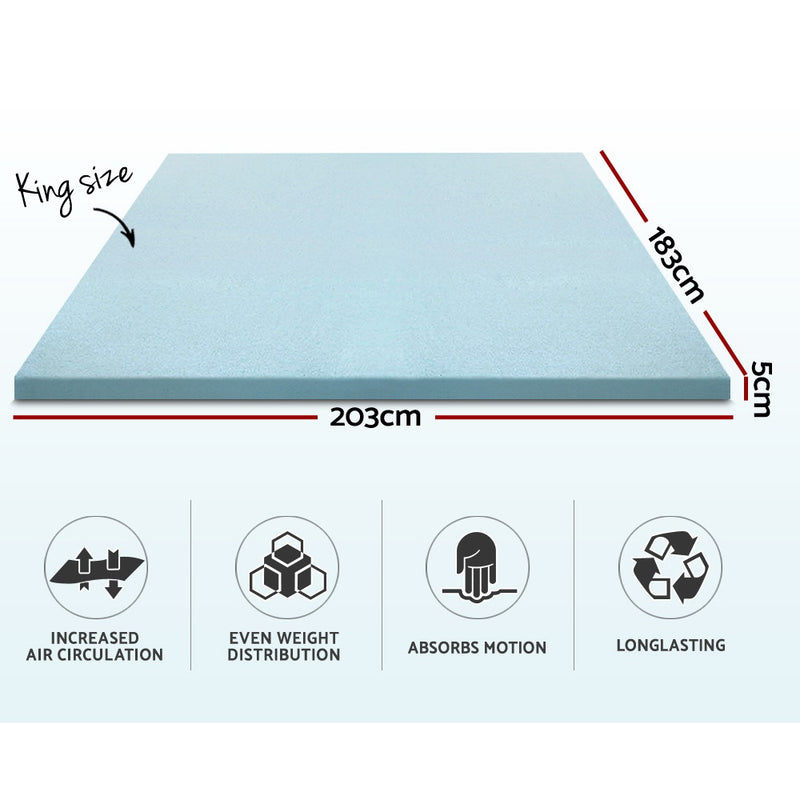 Giselle Bedding Memory Foam Mattress Topper Cool Gel 5cm King