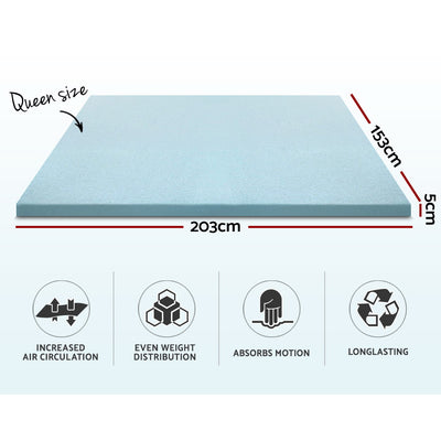 Giselle Bedding Memory Foam Mattress Topper Cool Gel 5cm Queen