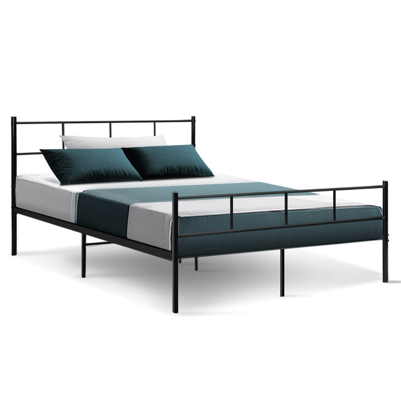 Artiss Metal Bed Frame Double Size Platform Foundation Mattress Base SOL Black