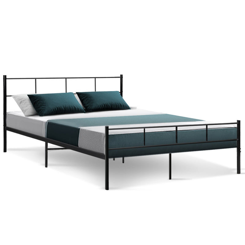 Artiss Metal Bed Frame Queen Size Platform Foundation Mattress Base SOL Black