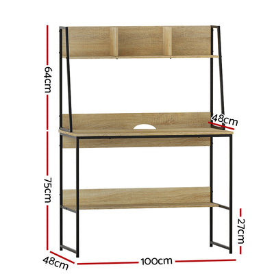 Artiss Computer Desk Bookshelf Storage 100CM Oak