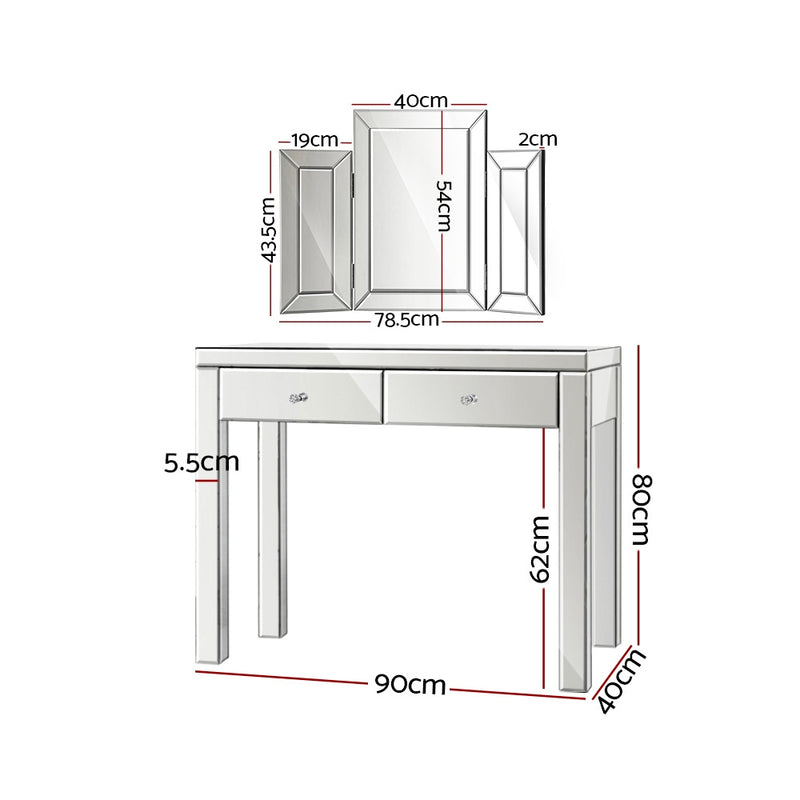 Artiss Dressing Table Set Console Table With Mirror Mirrored Furniture Dresser