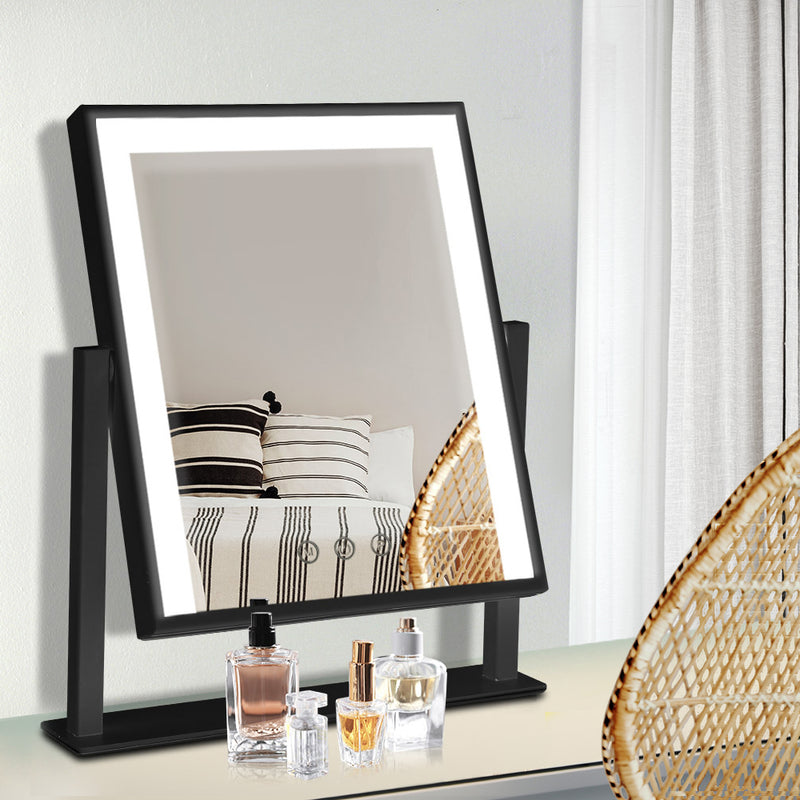 Embellir Makeup Mirror 25x30cm Hollywood Vanity with LED Light Rotation Black