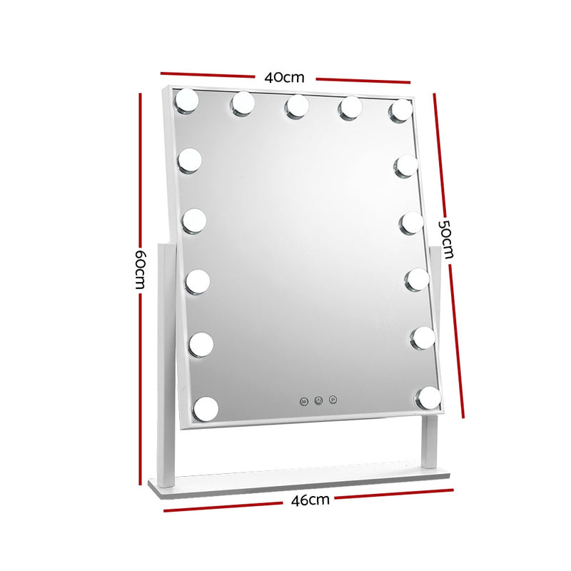 Embellir Makeup Mirror 40x50cm Hollywood Vanity with LED Light Rotation Tabletop