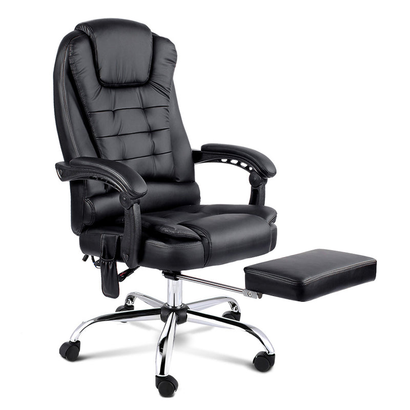 8 Point Reclining Massage Chair - Black