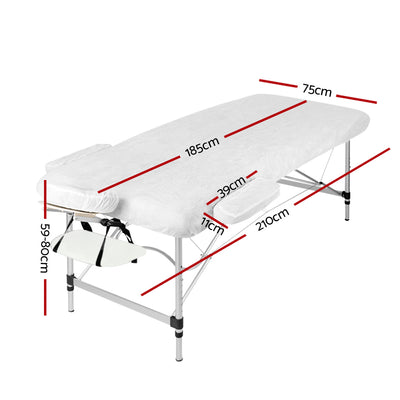 Zenses 3 Fold Portable Aluminium Massage Table - Black & White