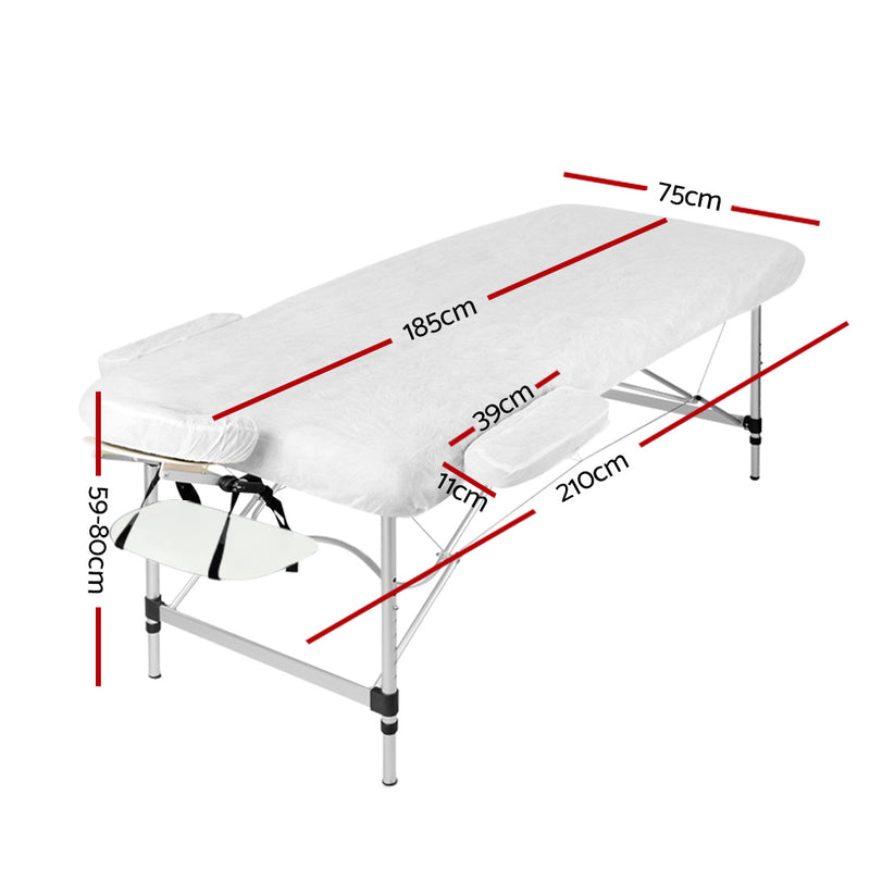 Zenses 3 Fold Portable Aluminium Massage Table - Black & White