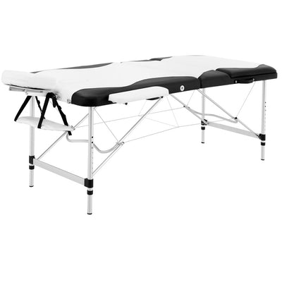 Zenses 3 Fold Portable Aluminium Massage Table - Black & White