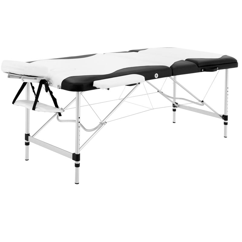 Zenses 3 Fold Portable Aluminium Massage Table - Black & White