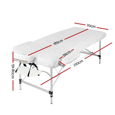 Zenses 70cm Wide Portable Aluminium Massage Table 3 Fold Treatment Beauty Therapy White