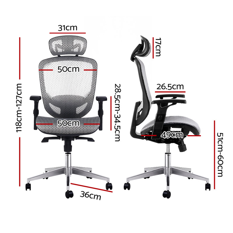 Artiss Office Chair Gaming Chair Computer Chairs Mesh Net Seating Grey