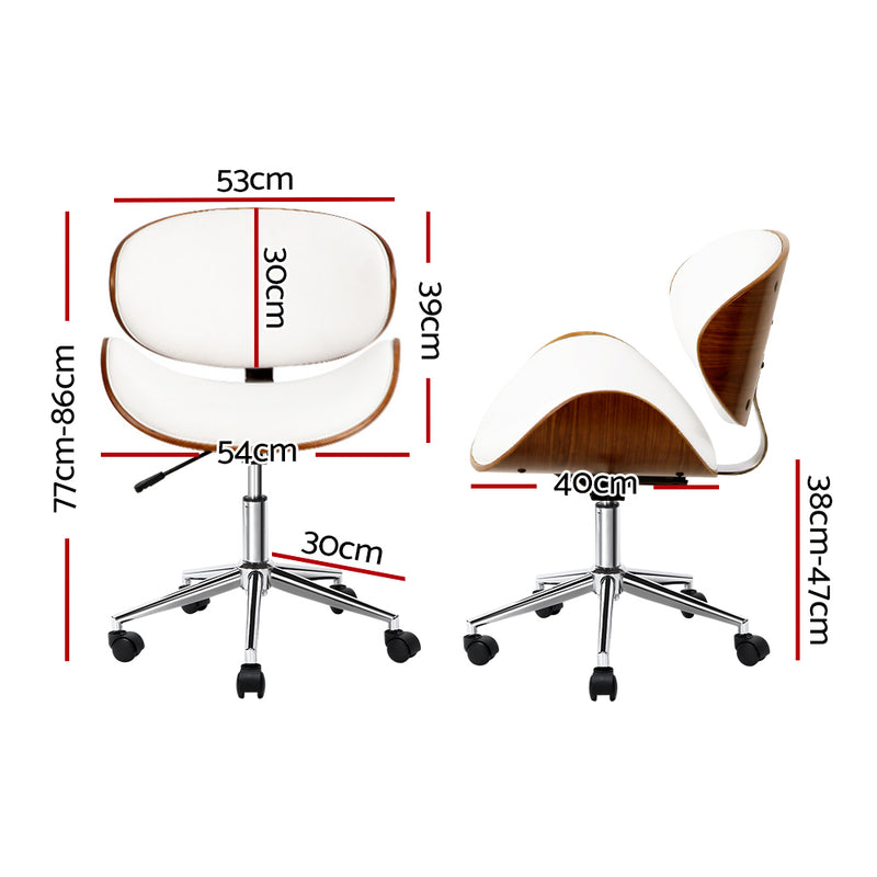 Artiss Wooden Office Chair Leather Seat White