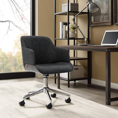 Artiss Wooden Office Chair Fabric Seat Grey