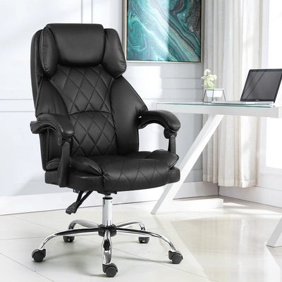 Artiss Executive Office Chair Leather Recliner Black