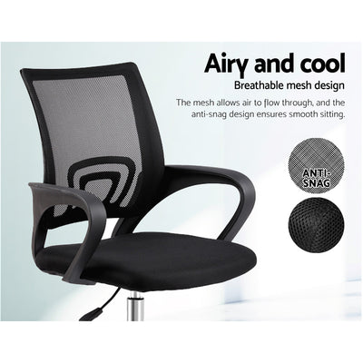 Artiss Mesh Office Chair Mid Back Black