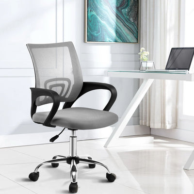 Artiss Mesh Office Chair Mid Back Grey