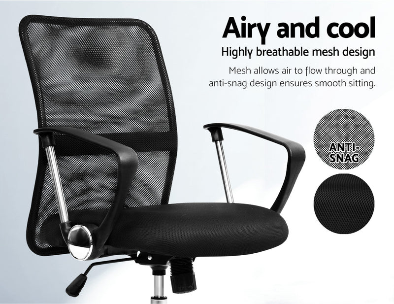 Artiss Mesh Office Chair Mid Back Black