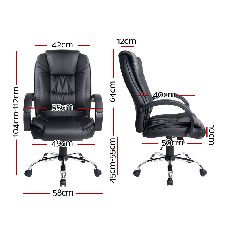 Artiss Executive Office Chair Leather Tilt Black