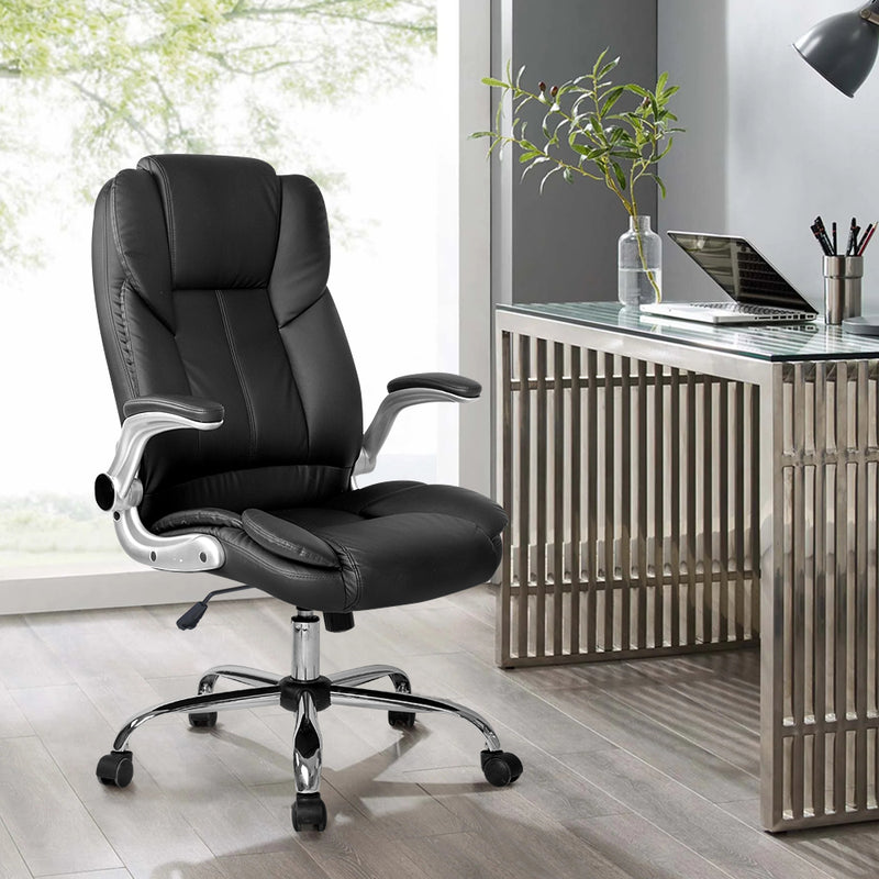 Artiss Executive Office Chair Leather Tilt Black