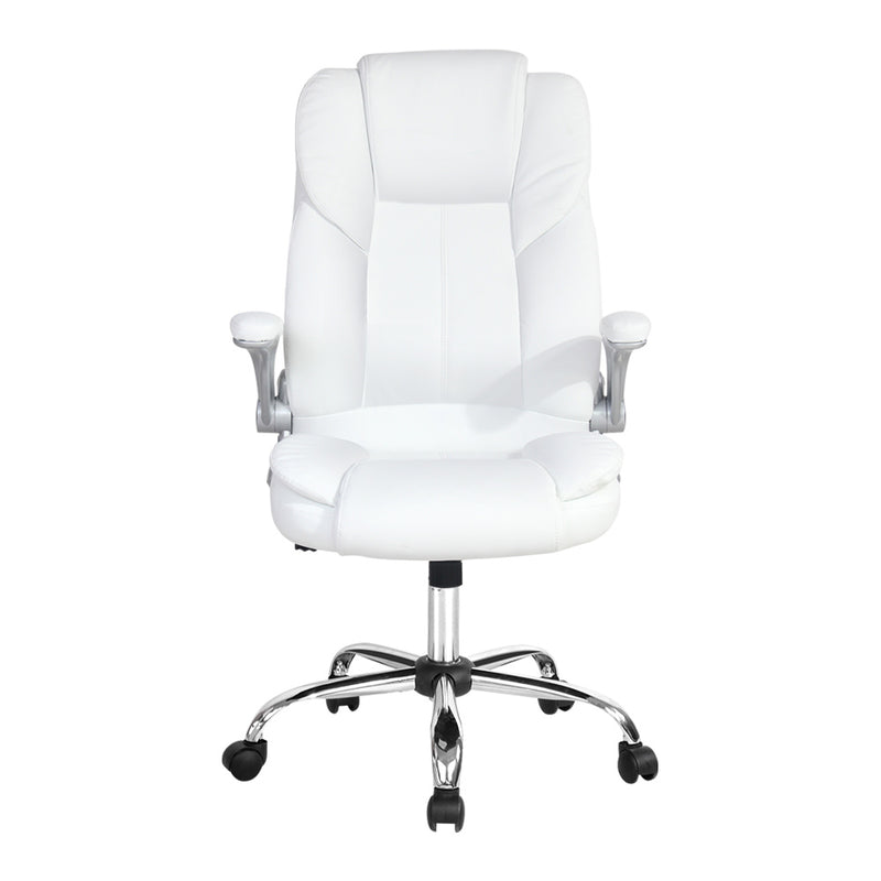 Artiss Executive Office Chair Leather Tilt White