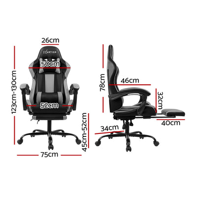 Gaming Office Chair Computer Seating Racer Black and Grey