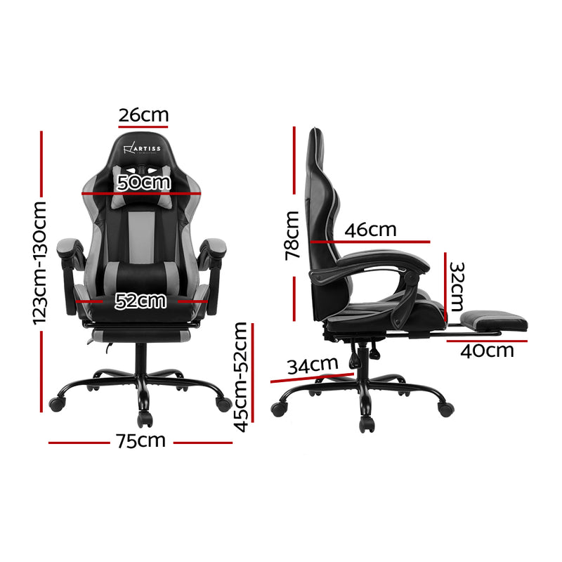 Gaming Office Chair Computer Seating Racer Black and Grey