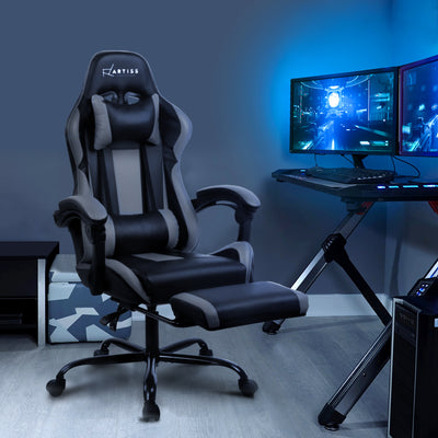 Gaming Office Chair Computer Seating Racer Black and Grey