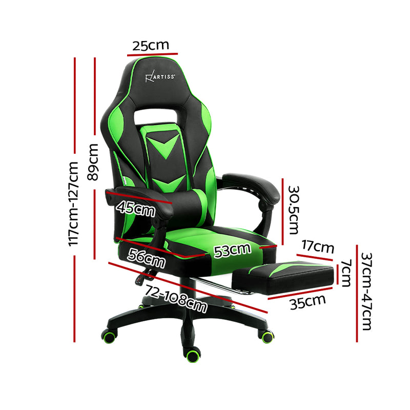 Artiss Office Chair Computer Desk Gaming Chair Study Home Work Recliner Black Green