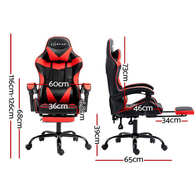 Artiss Gaming Office Chair Recliner Footrest Red