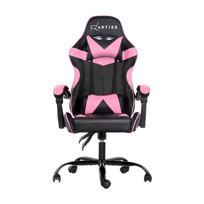 Artiss Office Chair Gaming Chair Computer Chairs Recliner PU Leather Seat Armrest Black Pink