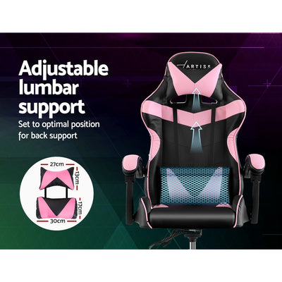 Artiss Office Chair Gaming Chair Computer Chairs Recliner PU Leather Seat Armrest Black Pink