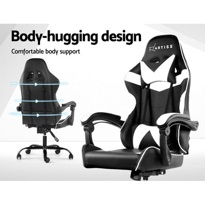 Artiss Gaming Office Chairs Computer Seating Racing Recliner Racer Black White