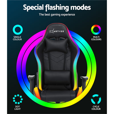 Artiss Gaming Office Chair RGB LED Lights Computer Desk Chair Home Work Chairs