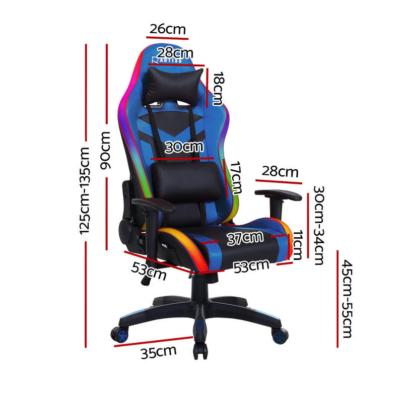 Artiss Gaming Office Chair RGB LED Lights Computer Desk Chair Home Work Chairs