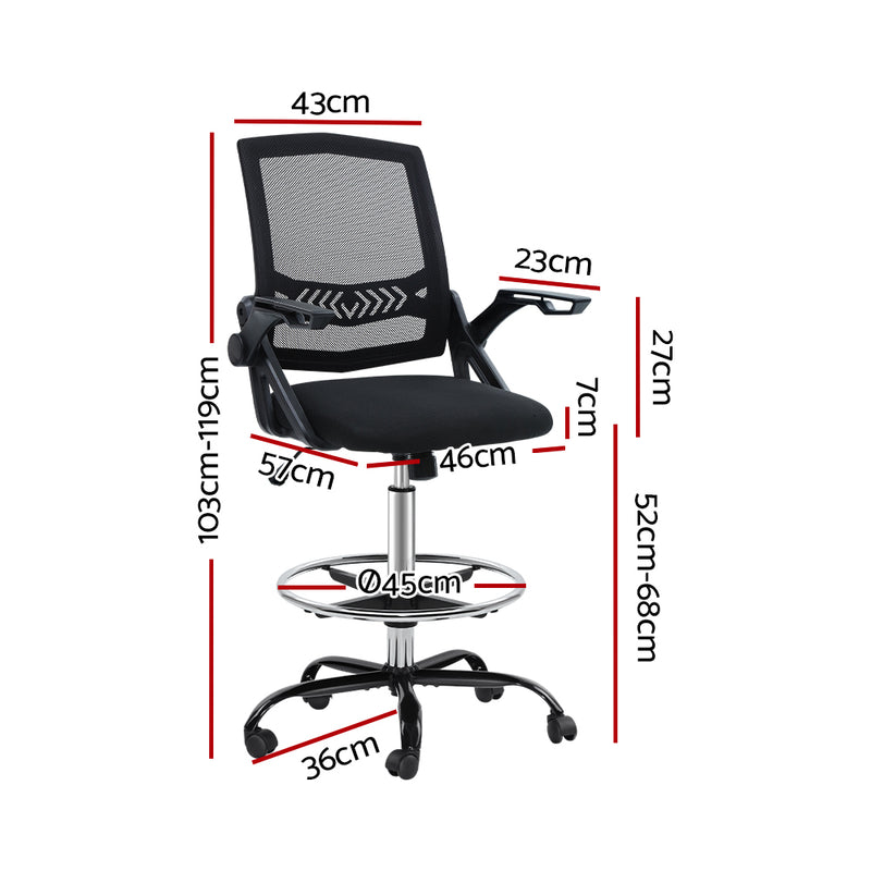 Artiss Office Chair Drafting Stool Mesh Chairs Black